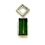 18KWG Green Tourmaline & Diamond Pendant
