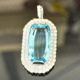 PT950 Aquamarine & Diamond Pendant