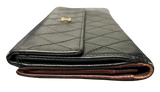 Chanel Classic Flap Long Wallet Black Caviar Leather Gold Tone Hardware