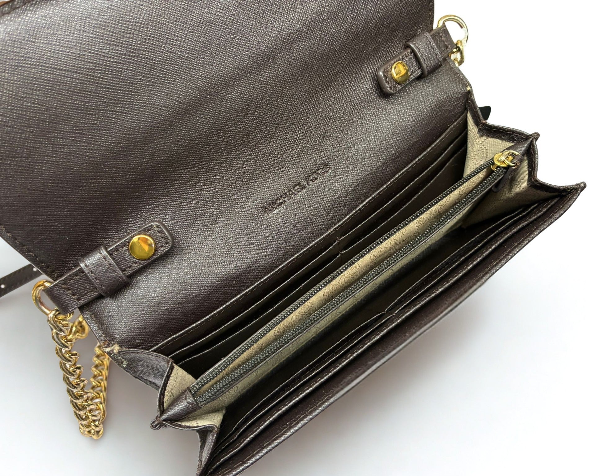 Michael Kors Jet Set Travel Camouflage Calf Hair Chain Wallet