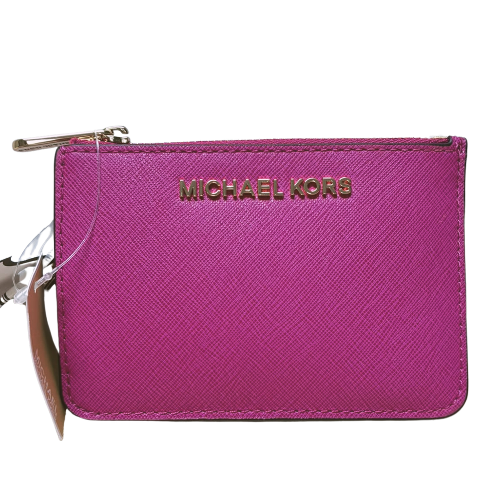 Michael Kors Jet Set Travel Small Top Zip Coin Pouch With ID Holder Fuschia