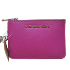 Michael Kors Jet Set Travel Small Top Zip Coin Pouch With ID Holder Fuschia