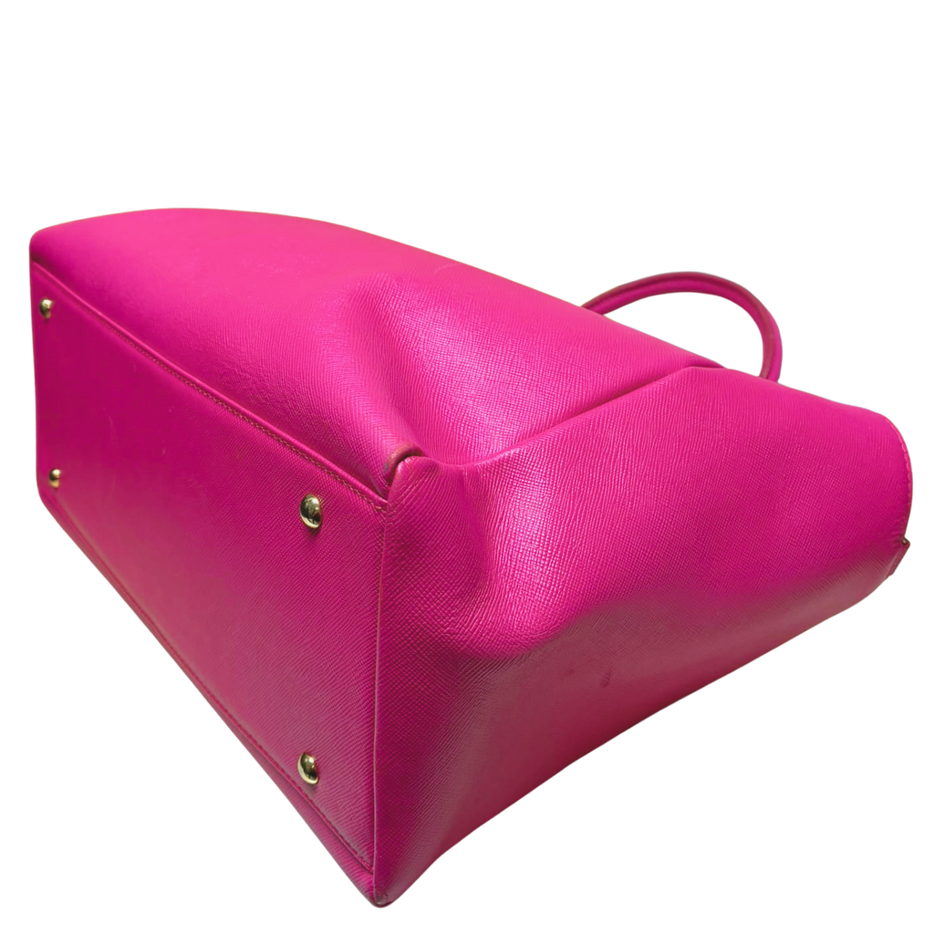 Samantha Thavasa Lady Azel Saffiano Leather Handbag Magenta Pink