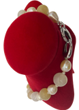 White Pearl And Beige Stone Fashion Necklace