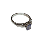 750WG EmeraldCut Blue Sapphire And Diamond Ring 2.4GM