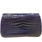 Purple Crocodile Skin Leather Shoulder Bag