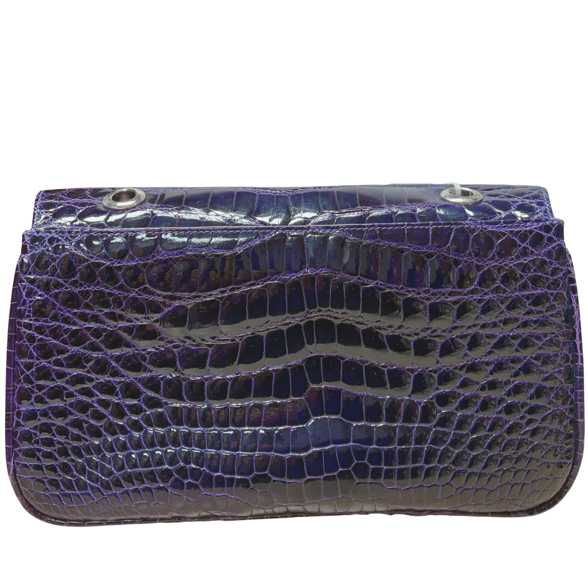 Purple Crocodile Skin Leather Shoulder Bag