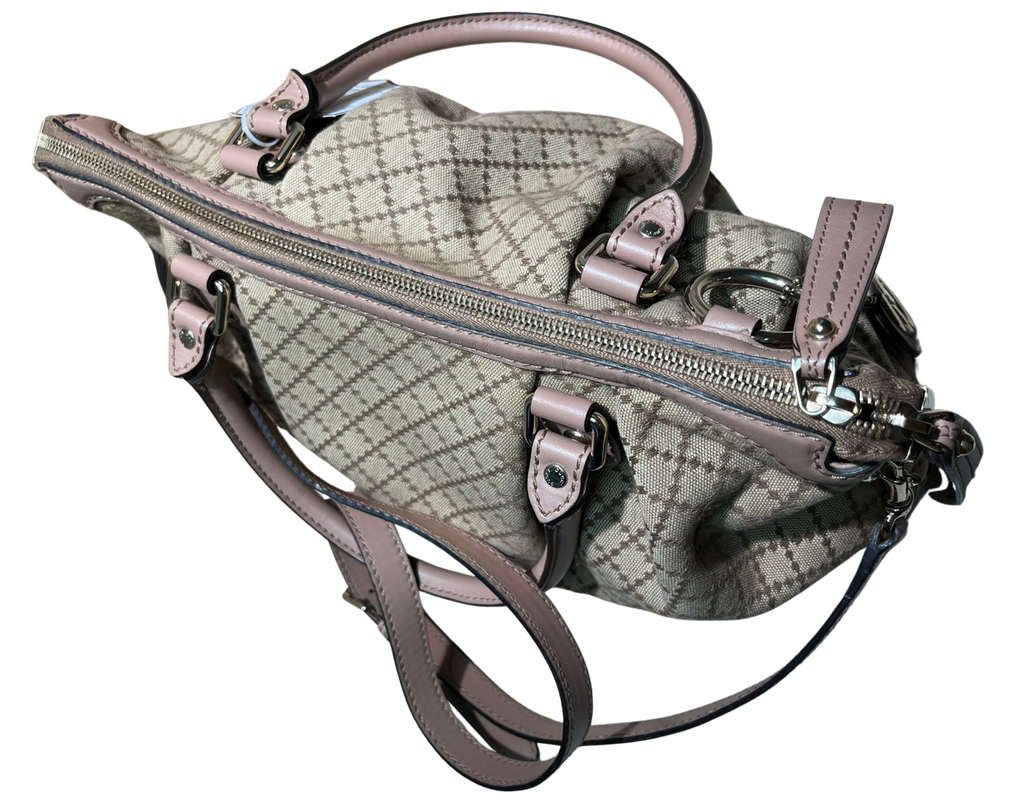 Gucci Sukey Bag Beige Pink Diamante Canvas