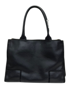 Tory Burch Large Double Zip Tote Black CanvasLeather Bag