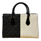 Michael Kors Sheila Medium Two Tone Metallic Signature Logo Satchel
