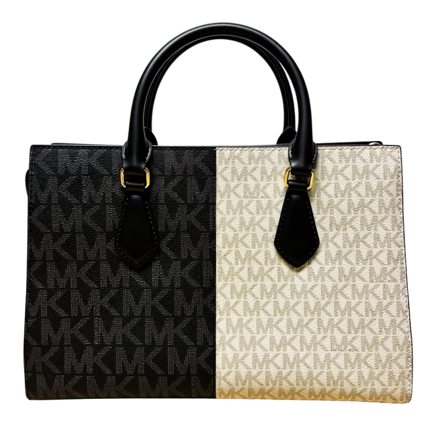 Michael Kors Sheila Medium Two Tone Metallic Signature Logo Satchel