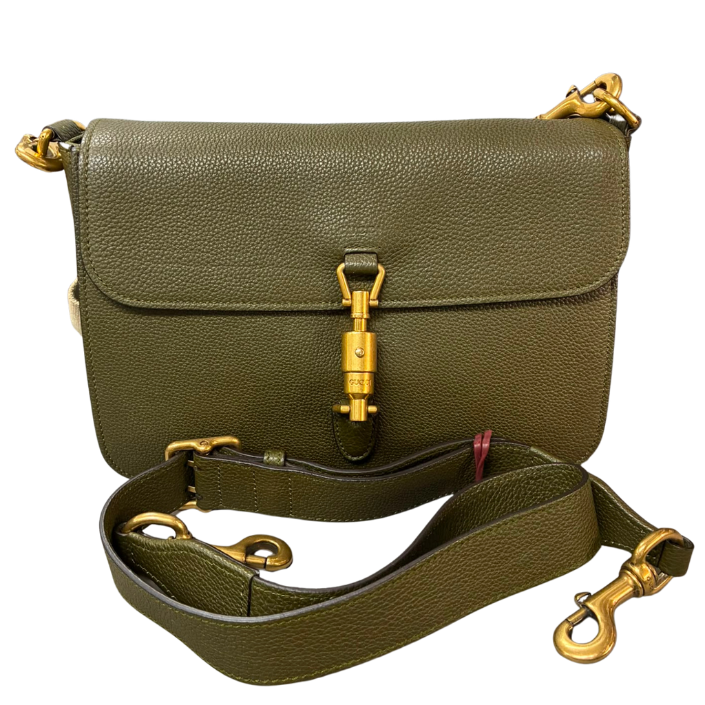Gucci Jackie 2way Shoulder Bag Green Pebbled Leather