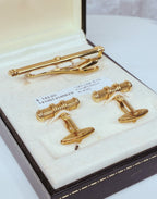 Dunhill Gold Plated Tie Clip And Cufflink Set In Original Presentation Box
