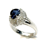 PT900 Natural Royal Blue Pear Shape Sapphire & Diamond Ring