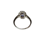 PT900 Oval Blue Sapphire And Diamond Halo Ring 3.61G No Heat