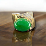 Jade Diamond 750 Yellow Gold Ring