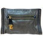 Prada Leather Craquele Studded Clutch