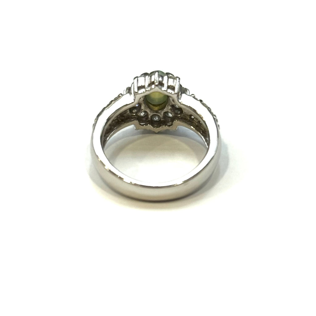 PT900 Chrysoberyl Cat's Eye & Diamond Ring
