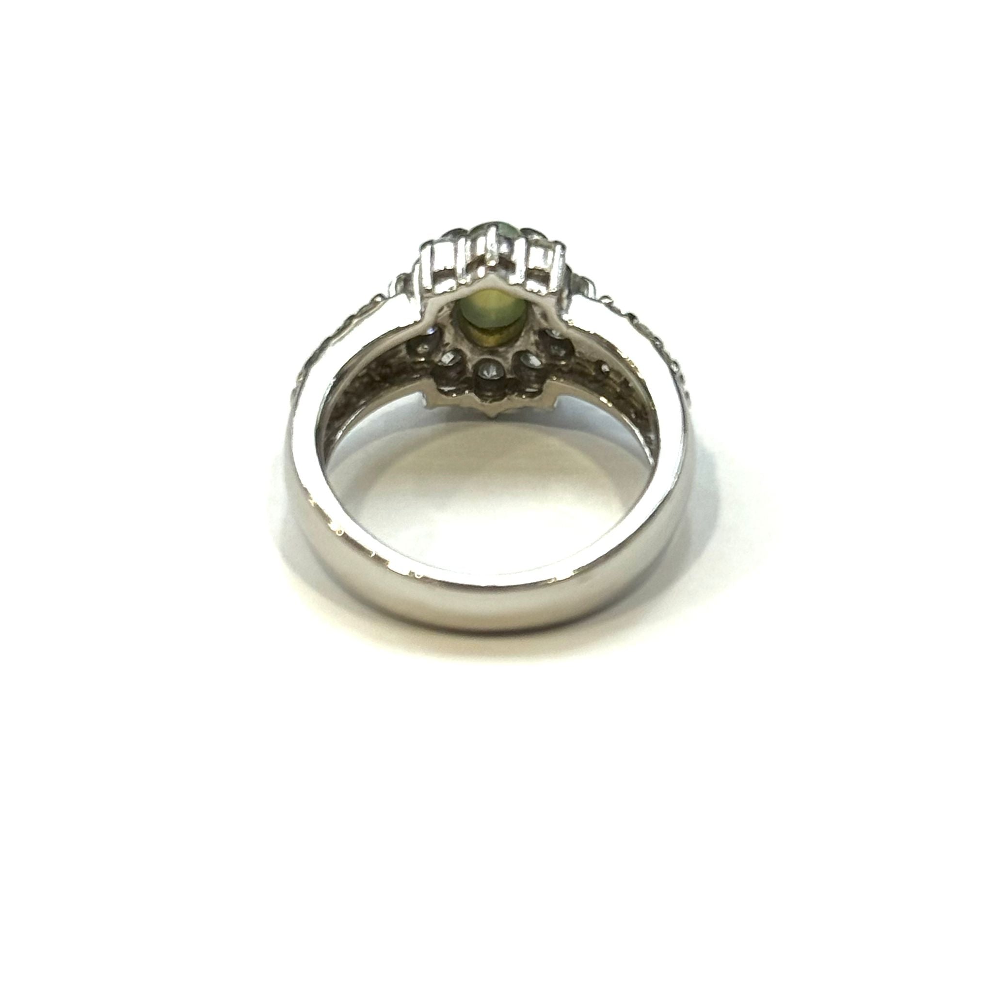 PT900 Chrysoberyl Cat's Eye & Diamond Ring