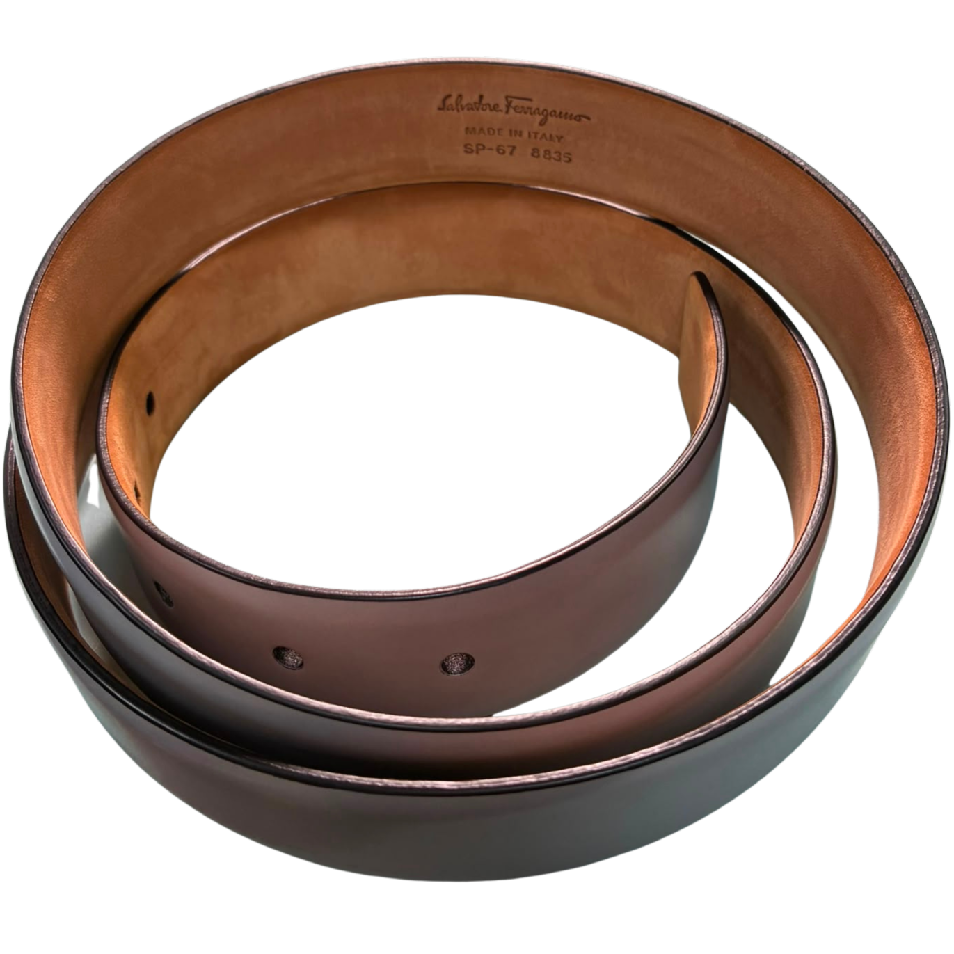 Salvatore Ferragamo SP67 Adjustable Dress Belt Grey Leather Silver Buckle