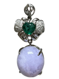 18K WG Lavender JadeA Emerald Diamond Pendant 7.6GM