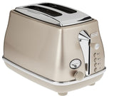 DeLonghi Icona Metallics CTOT2003BG 2Slice Toaster Champagne Beige