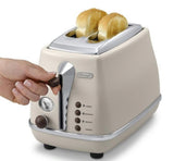 DeLonghi Icona Vintage TOV2003BG 2 Slice Toaster With Lid Beige