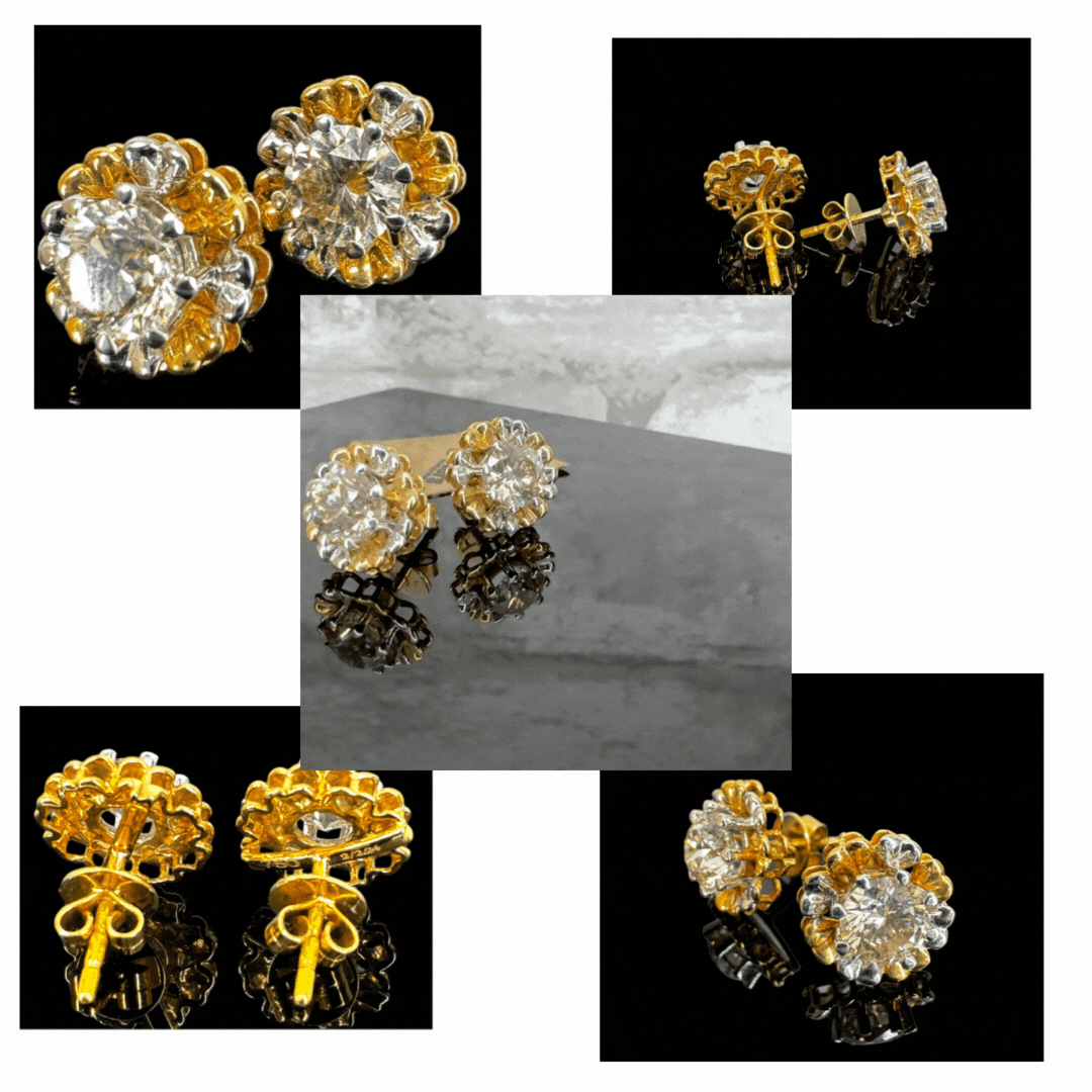 Diamond Earrings 18K yellow gold D2=2.24 / 5.09gm