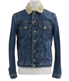 Diesel Blue Denim Jean Jacket With Sheep Fur Lining