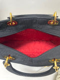 Dior Lady Dior Cloth Handbag w/Gold Charms, Black