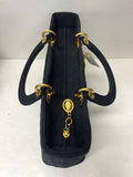 Dior Lady Dior Cloth Handbag w/Gold Charms, Black