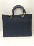 Dior Lady Dior Cloth Handbag w/Gold Charms, Black