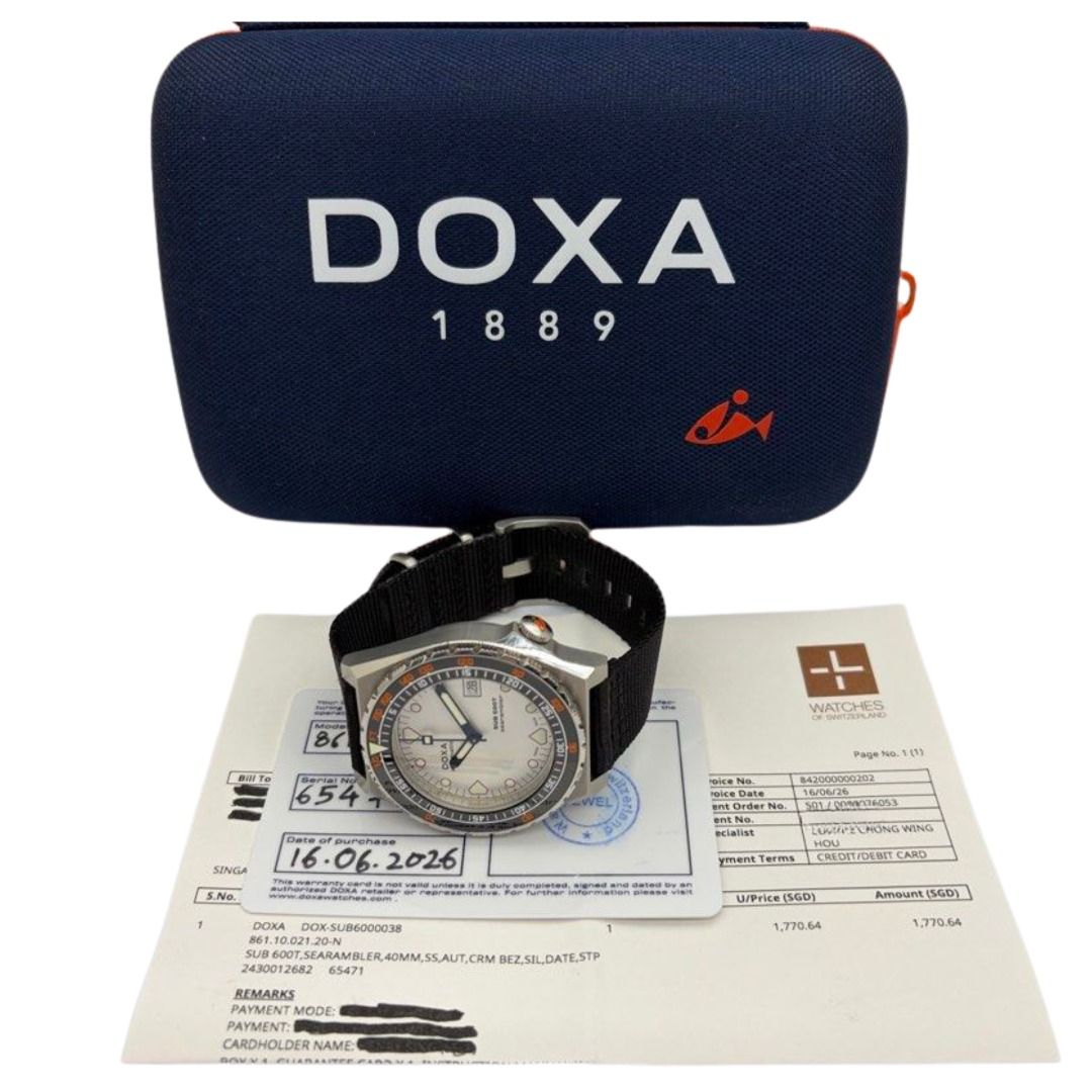 DOXA Sub 600T Searambler 40mm Automatic Silver Dial Watch “June-26”