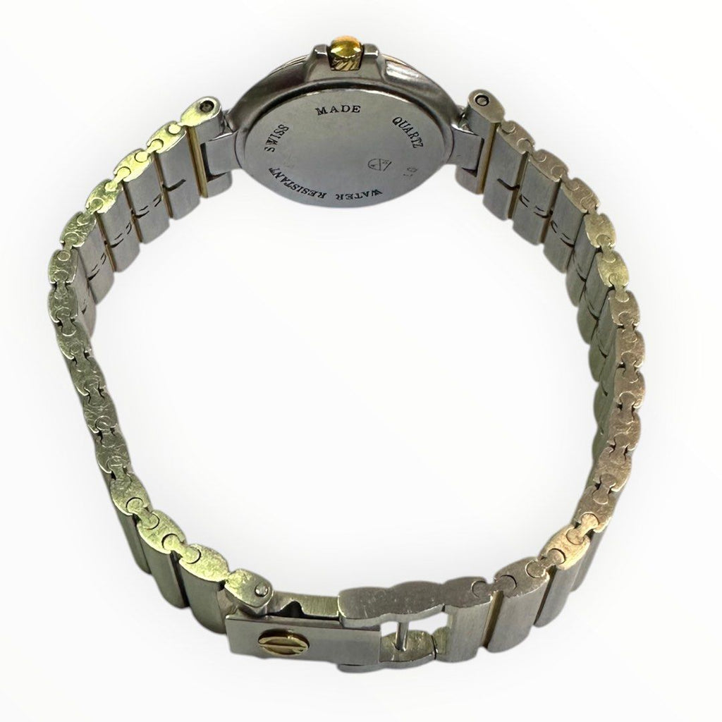 Dunhill Swiss Two-Tone Silver and Gold Tone Case Bracelet with Gold Dial Crystal Marker Ladies Watch 28mm