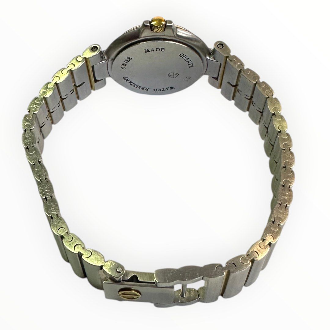 Dunhill Swiss Two-Tone Silver and Gold Tone Case Bracelet with Gold Dial Crystal Marker Ladies Watch 28mm