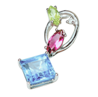 750WG 4 Gemstone Cluster Pendant 1.3GM