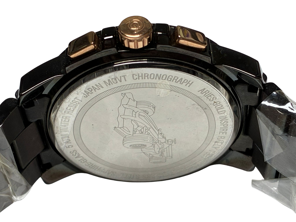 Aries Gold Inspire Contender Black SS G 7301 BKR-BKRG MEN'S WATCH