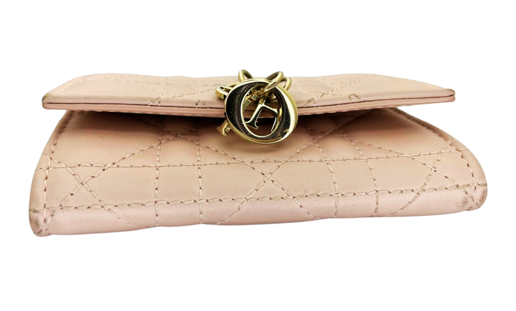 Dior My Dior Glycine Wallet Powder Pink Cannage Lambskin With D I O R Charms