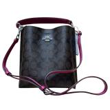 Coach Mollie Bucket Bag 22 In Signature Canvas With BerryPink Leather Accent