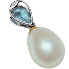 750WG Peart And Aquamarine Pendant 1.4GM