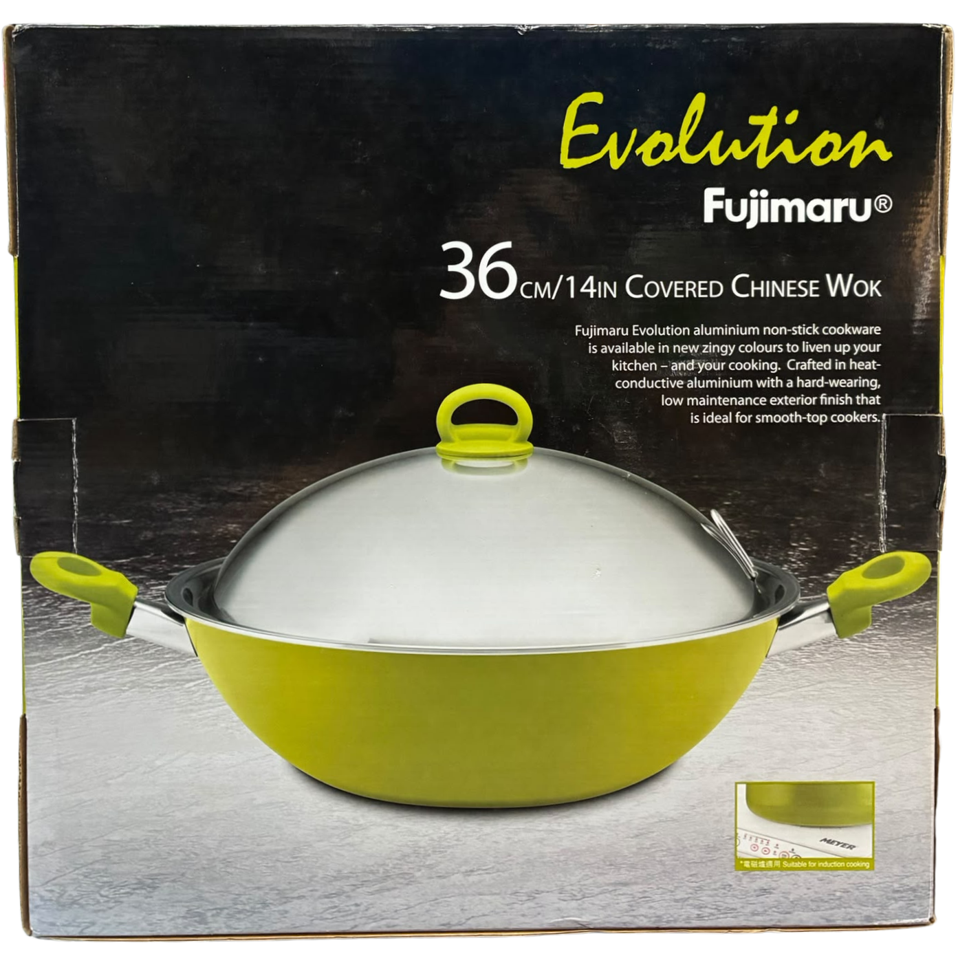 Meyer Fujimaru Evolution 36cm Covered Chinese Wok Lime Green Secondary image