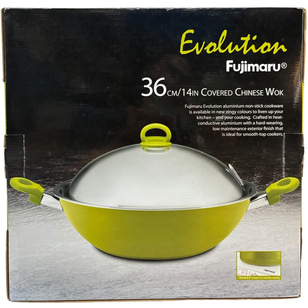 Meyer Fujimaru Evolution 36cm Covered Chinese Wok Lime Green