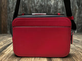 Michael Kors Cooper Logo Embossed Pebbled Leather Flight Bag Red