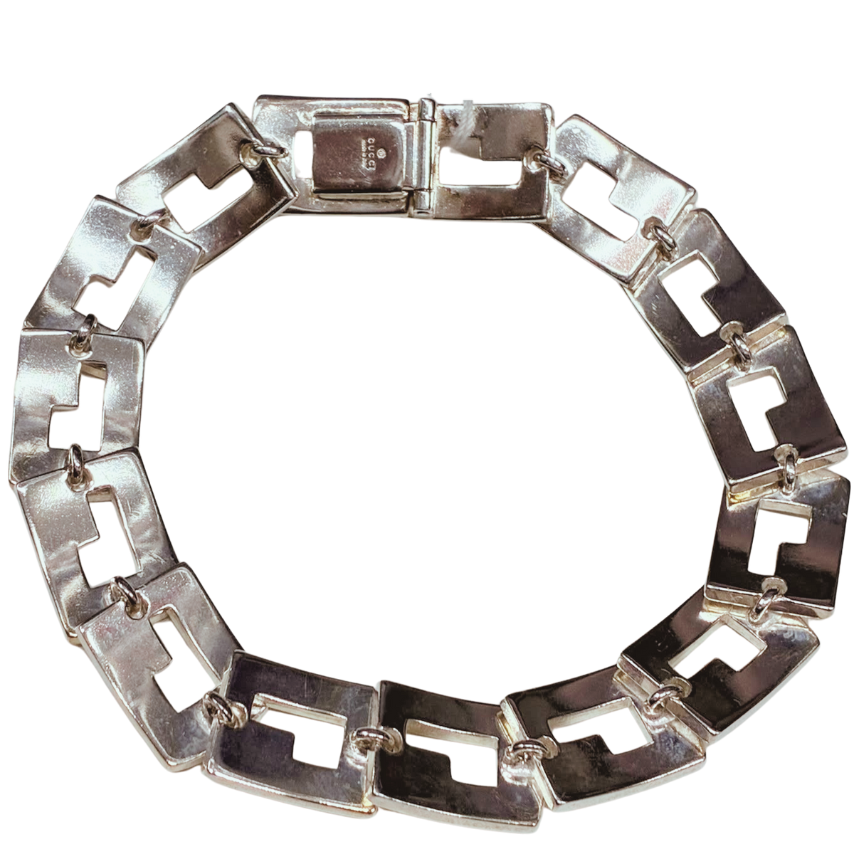Gucci G Logo Accordion Link Bracelet SV925 48.6G 20CM