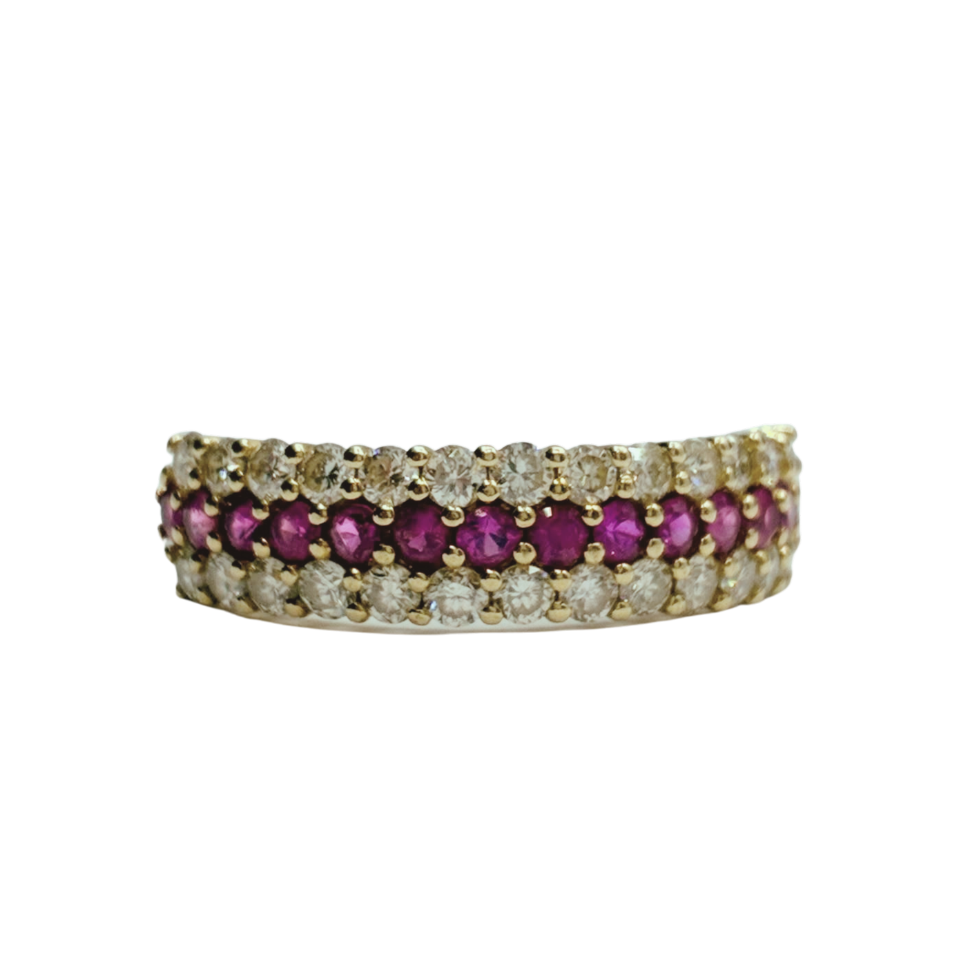 750YG Multi Row Ruby and Diamond Ring 2.3G Secondary image