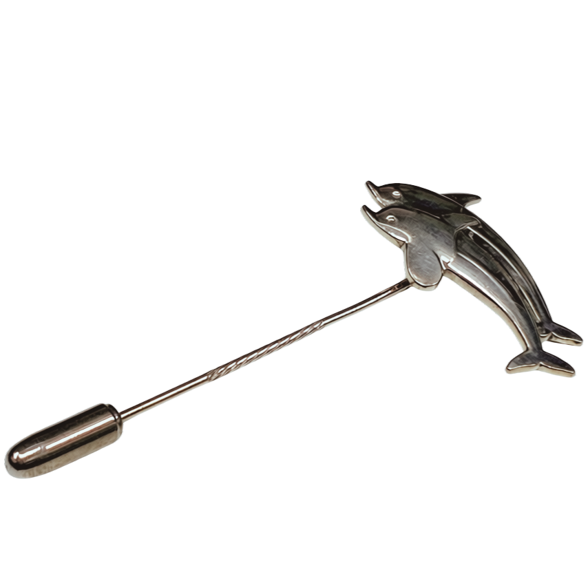 Georg Jensen 129 Sterling Silver Dolphin Stick Pin 3.9G