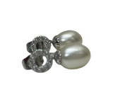 White Pearl On Silver Fashion Earrings