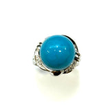 PT900 Turquoise & Diamond Ring