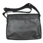 Braun Buffel Black Leather Messenger Bag Embossed Wave Pattern Flap