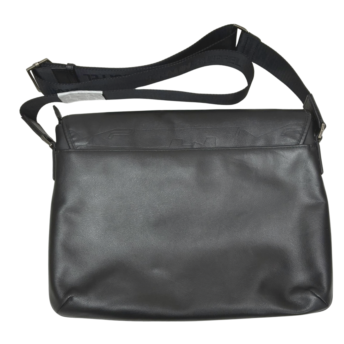 Braun Buffel Black Leather Messenger Bag Embossed Wave Pattern Flap